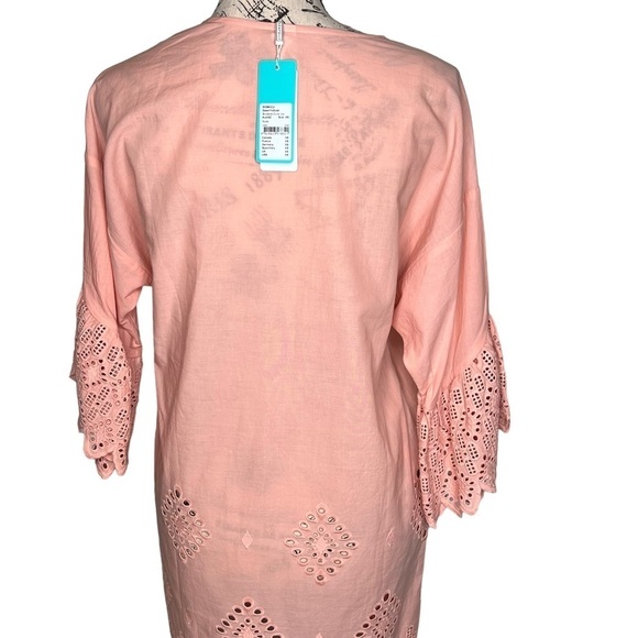 NEW Seafolly Dawn To Dusk Broderie Cover Up Dress Soft Pink XS NWT Eyelet Lace - Picture 8 of 14